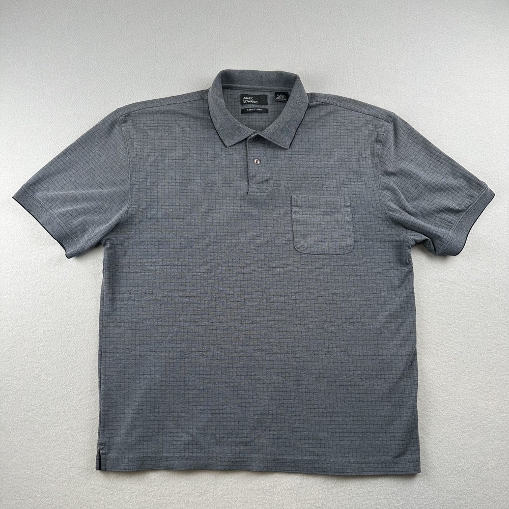 Marc Edwards Men's Blue Polo Swift Dry Shirt Short Sleeve Size L  Adult Casual